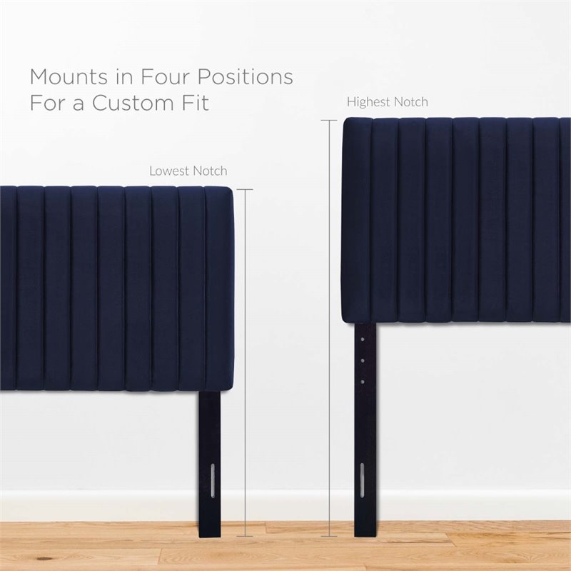 Modway Keira Velvet Upholstered Twin Headboard in Midnight Blue