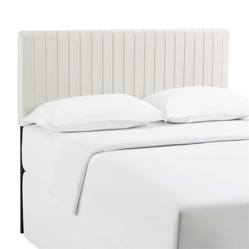 Modway Keira Velvet King California King Headboard in Ivory
