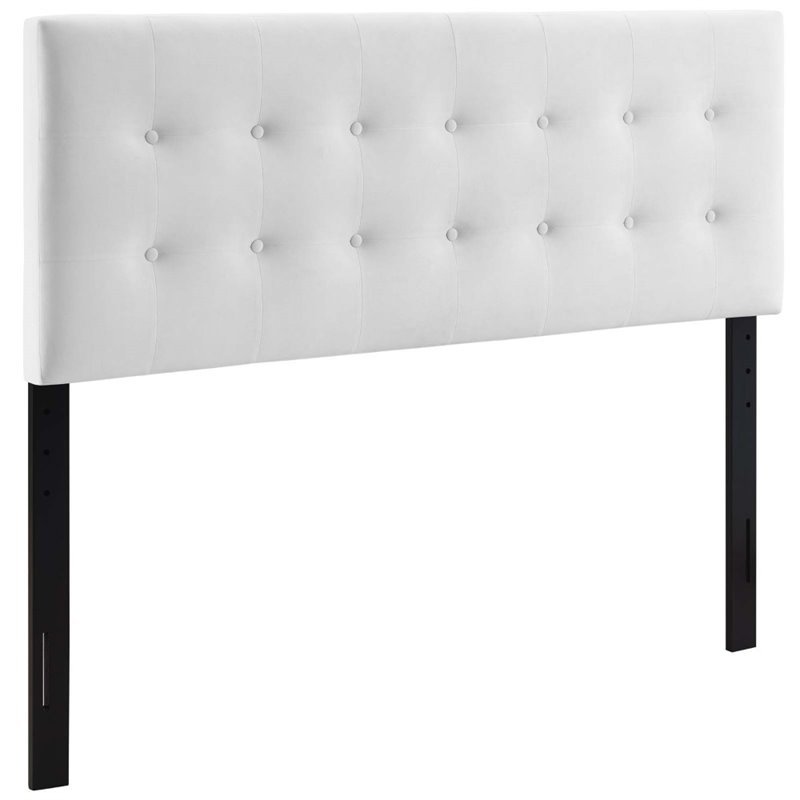 Modway Emily Queen Biscuit Tufted Performance Velvet Headboard in White