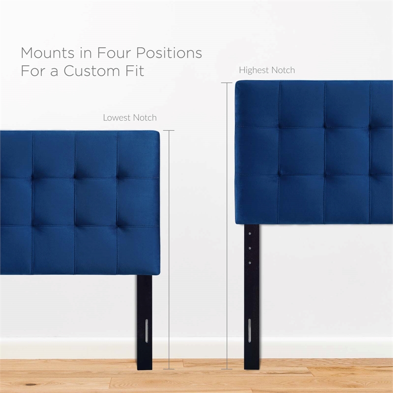 Modway Lily Biscuit Tufted Twin Performance Velvet Headboard in Navy