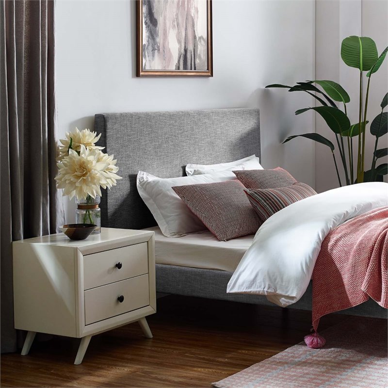 Modway Taylor Full/Queen Upholstered Linen Fabric Headboard in Light Gray