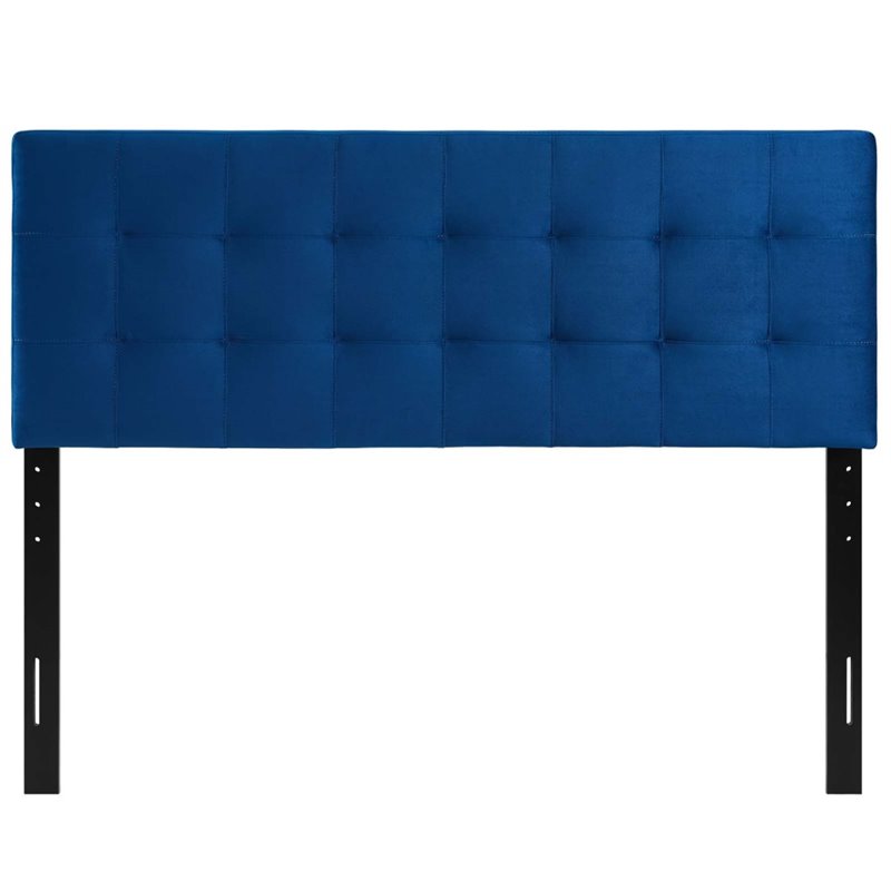 Modway Lily Queen Biscuit Tufted Performance Velvet Headboard in Navy