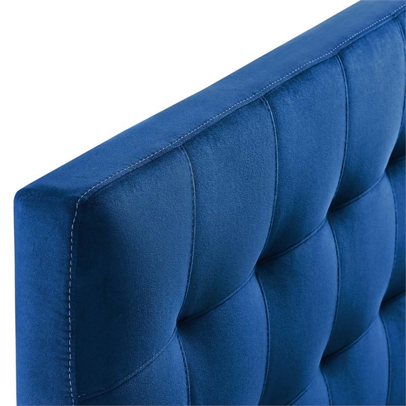 Modway Lily Queen Biscuit Tufted Performance Velvet Headboard in Navy