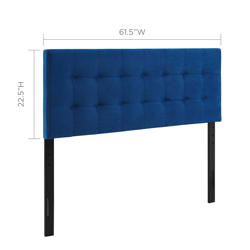 Modway Lily Queen Biscuit Tufted Performance Velvet Headboard in Navy