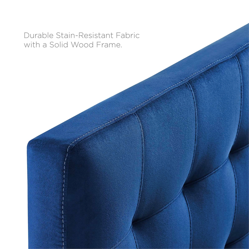 Modway Lily Queen Biscuit Tufted Performance Velvet Headboard in Navy