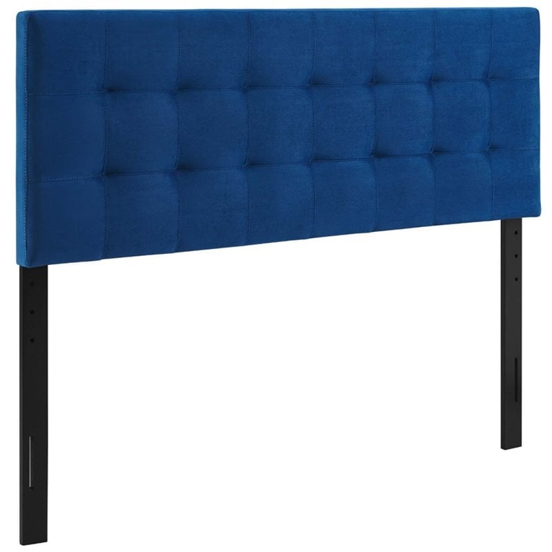 Modway Lily Queen Biscuit Tufted Performance Velvet Headboard in Navy