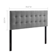 Modway Lily King Biscuit Tufted Performance Velvet Headboard in Gray