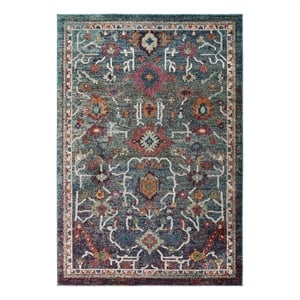 Modway Tribute 94.5x122&quot Every Vintage Floral Area Rug in Multi-Color