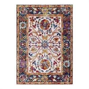 Modway Entourage 94.5x122&quot Samira Floral Area Rug in Multi-Color