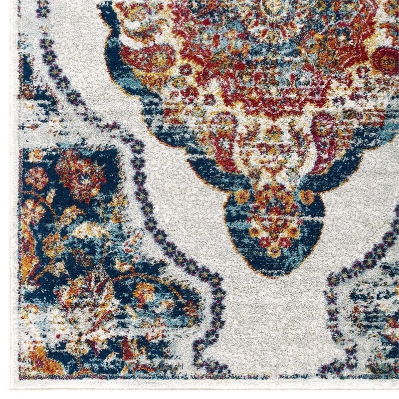 Modway Entourage Malia Vintage Floral Medallion Area Rug in Multi-Color