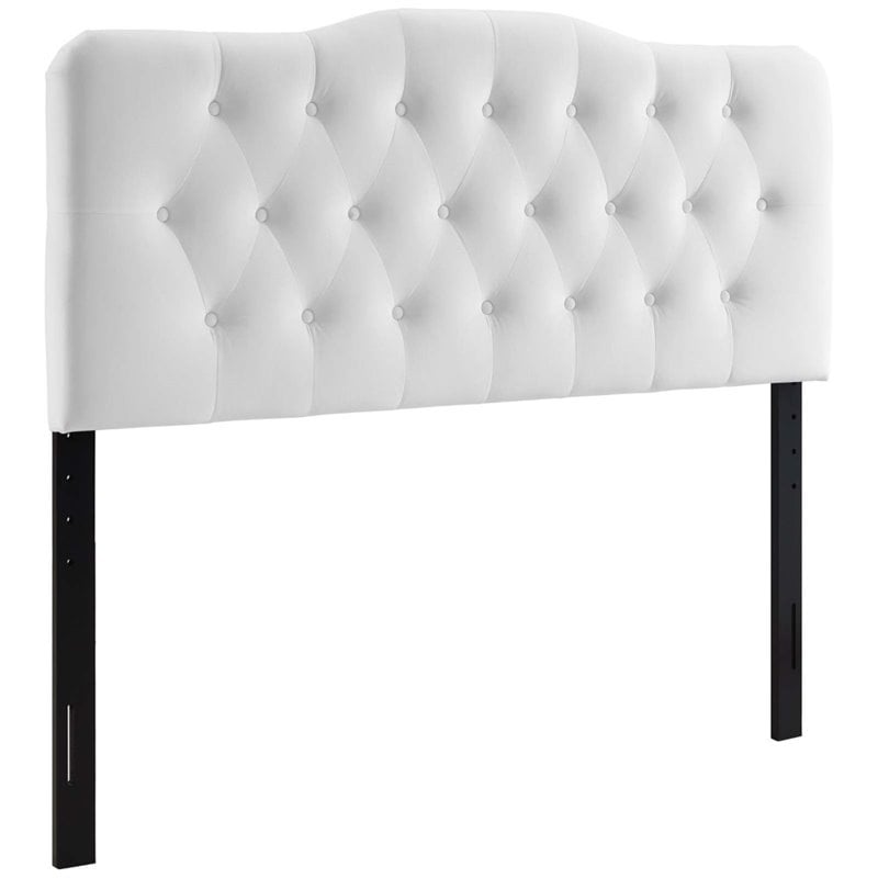 Modway Annabel Queen Diamond Tufted Performance Velvet Headboard in White