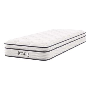 Modway Jenna 8&quot Modern Innerspring and Foam Narrow Twin Mattress in White