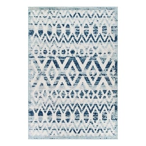 Modway Reflect 63x90.5&quot Tamako Diamond Chevron Moroccan Trellis Rug - Ivory/Blue