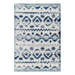 Modway Reflect 63x90.5&quot Takara Diamond Moroccan Trellis Area Rug in Ivory/Blue
