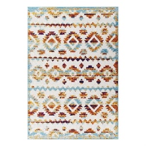 Modway Reflect 63x90.5&quot Takara Diamond Moroccan Trellis Area Rug in Multi-Color