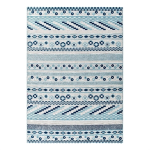 Modway Reflect 63x90.5&quot Cadhla Geometric Lattice Area Rug in Ivory and Blue