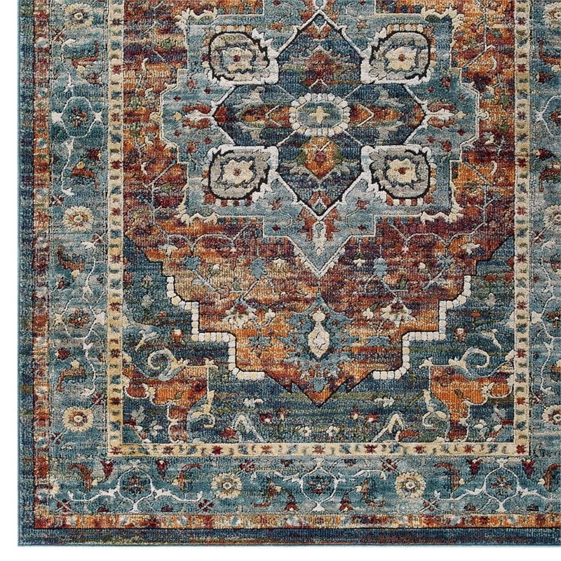 modway tribute 63x90.5&quot diantha floral medallion area rug - multi-color