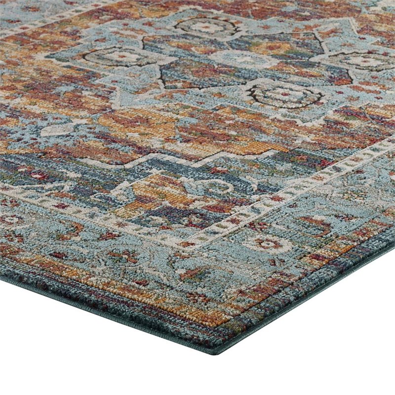 modway tribute 63x90.5&quot diantha floral medallion area rug - multi-color