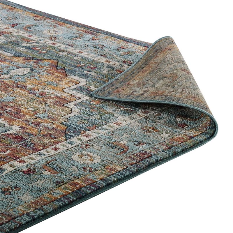 modway tribute 63x90.5&quot diantha floral medallion area rug - multi-color