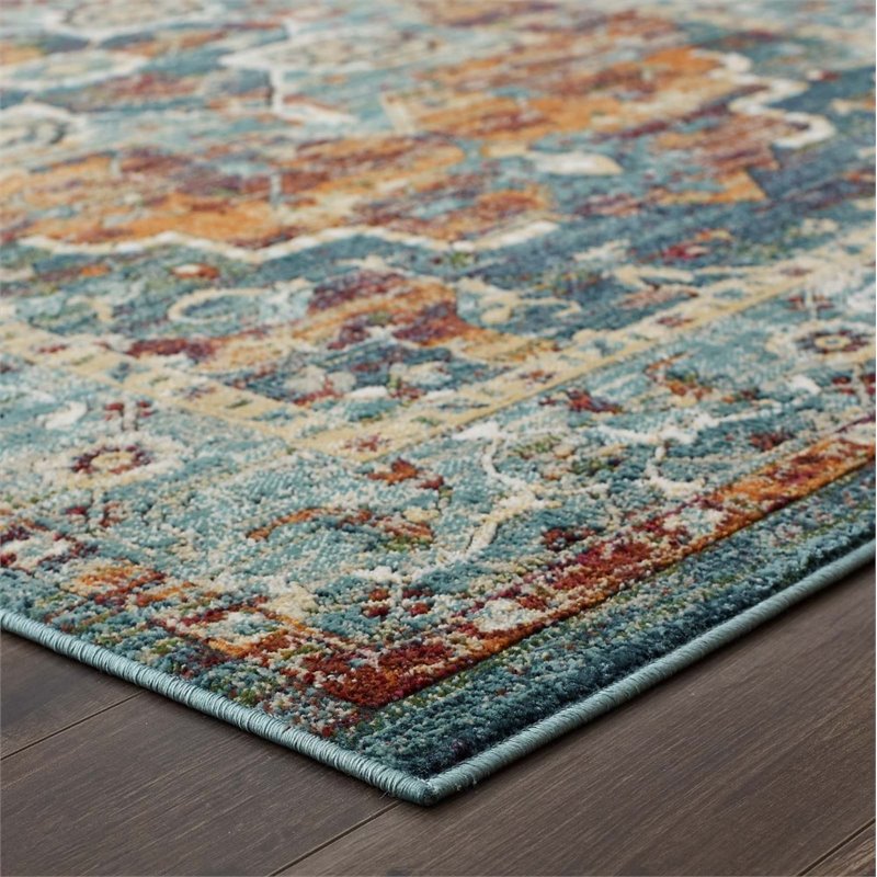 modway tribute 63x90.5&quot diantha floral medallion area rug - multi-color