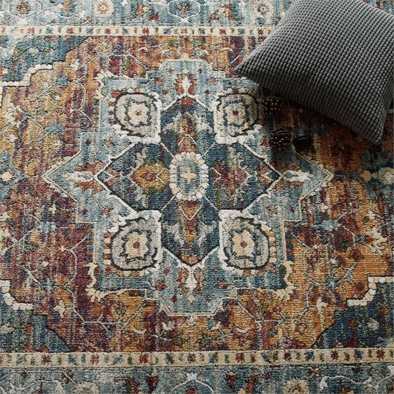 modway tribute 63x90.5&quot diantha floral medallion area rug - multi-color