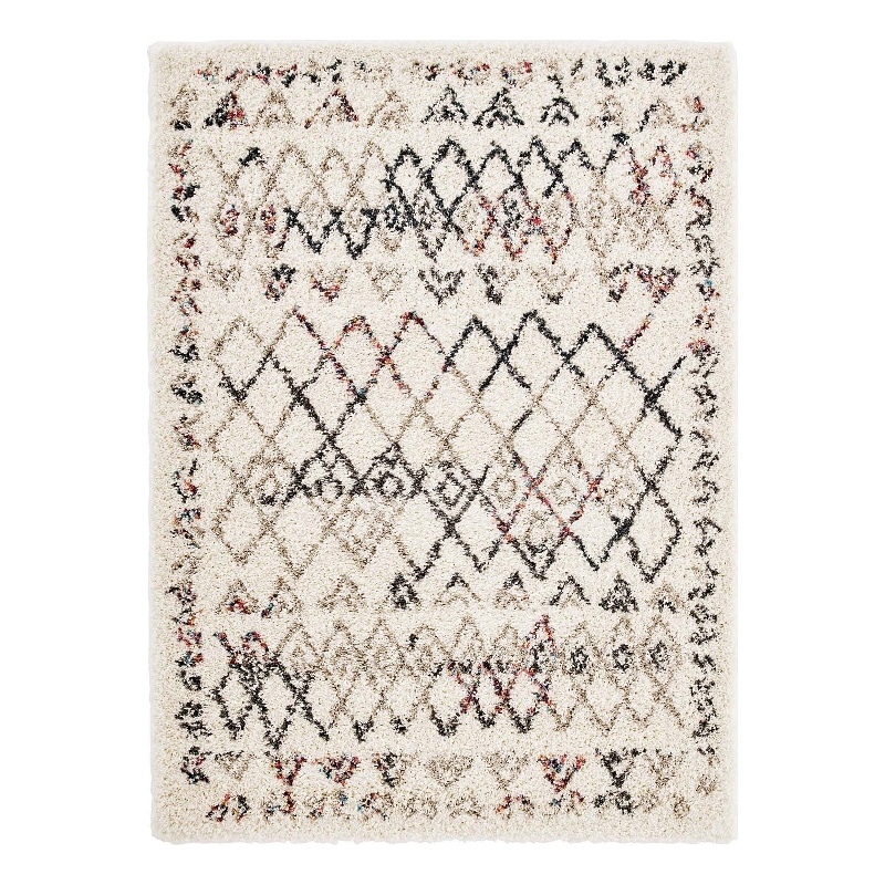 Modway Skadi Polypropylene Rainbow Diamond Shag Area Rug in Multi-Color