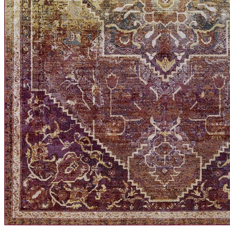 Modway Success Kaede Vintage Floral Medallion Area Rug in Multi-Color