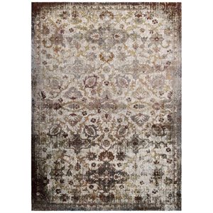 Modway Success 63x90.5&quot Kaede Floral Moroccan Trellis Area Rug in Multi-Color