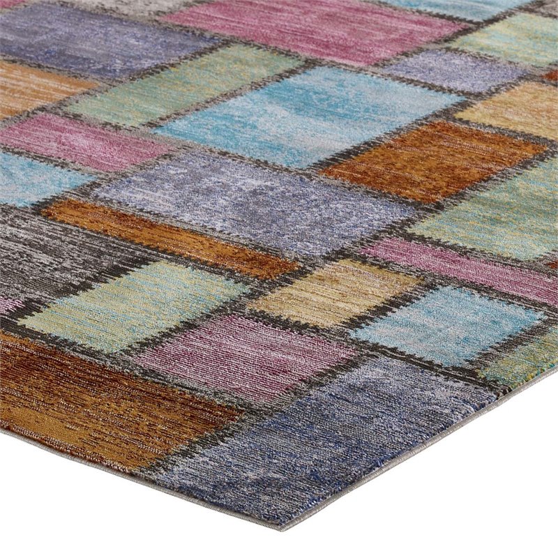 Modway Success Nyssa Abstract Geometric Mosaic Area Rug in Multicolored