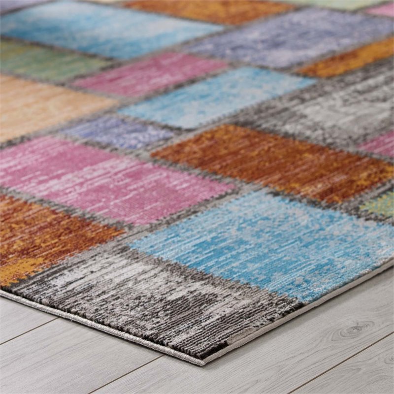 Modway Success Nyssa Abstract Geometric Mosaic Area Rug in Multicolored