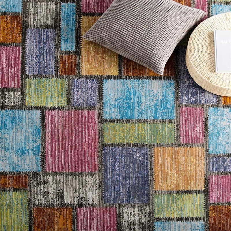 Modway Success Nyssa Abstract Geometric Mosaic Area Rug in Multicolored