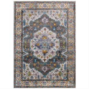 modway success 63x90.5&quot anisah floral medallion rug in multi-color