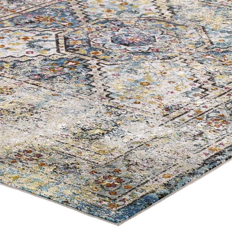modway success 94.5x122&quot jacinda floral medallion area rug - multi-color