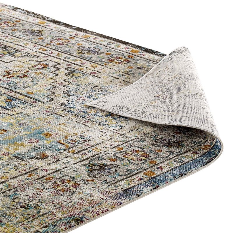 modway success 94.5x122&quot jacinda floral medallion area rug - multi-color