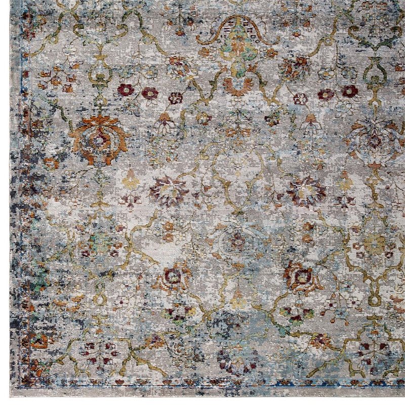 Modway Success Manuka Vintage Floral Lattice Area Rug in Multi-Color