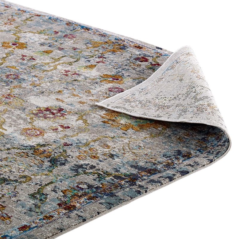 Modway Success Manuka Vintage Floral Lattice Area Rug in Multi-Color