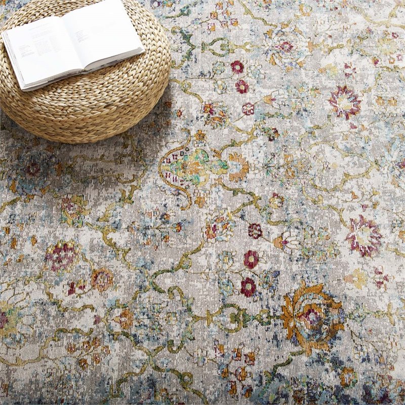 Modway Success Manuka Vintage Floral Lattice Area Rug in Multi-Color