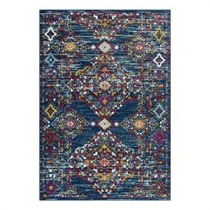 Modway Entourage Khalida Floral Lattice Area Rug in Blue/Orange/Yellow/Red