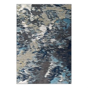 Modway Entourage 94.5x122&quot Foliage Polypropylene Area Rug in Blue/Tan/Gray