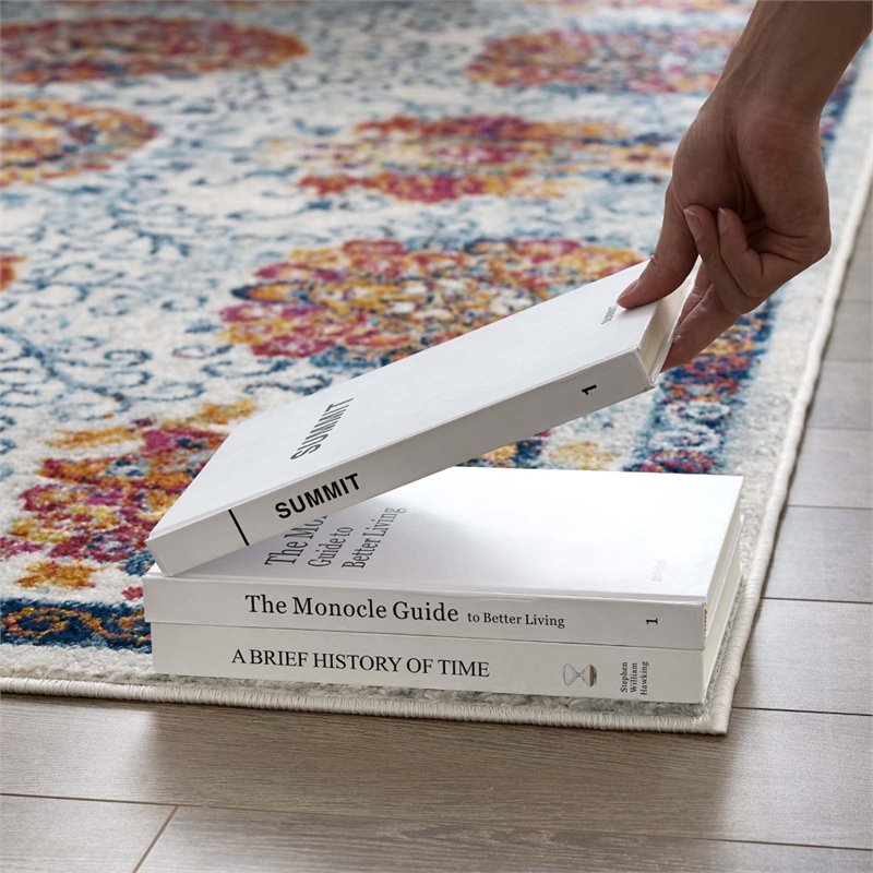 Modway Entourage Kensie Floral Moroccan Trellis Area Rug - Ivory/Blue/Red/Orange