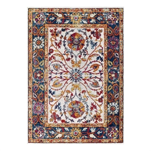 Modway Entourage Samira Vintage Floral Medallion Area Rug in Multi-Color