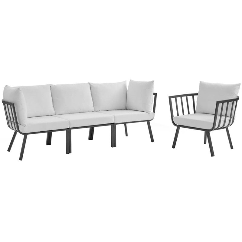 Modway Riverside 4-Piece Outdoor Patio Aluminum Set - Gray/White