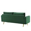Modway Revive Modern Performance Velvet & Metal Sofa in Emerald Green/Gold