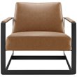 Modway Seg Stainless Steel and Vegan Leather Accent Chair in Tan