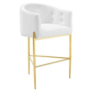 Modway Savour 29&quot Tufted Performance Velvet Stainless Steel Bar Stool in White