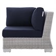 Modway Conway Modern Rattan & Fabric Outdoor Corner Chair in Light Gray/Navy