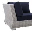 Modway Conway Modern Rattan & Fabric Outdoor Corner Chair in Light Gray/Navy