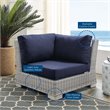 Modway Conway Modern Rattan & Fabric Outdoor Corner Chair in Light Gray/Navy