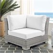 Modway Conway Modern Rattan & Fabric Outdoor Corner Chair in Light Gray/White