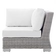 Modway Conway Modern Rattan & Fabric Outdoor Corner Chair in Light Gray/White